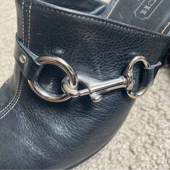 COACH Karsen Black Leather Mules/Clogs - Picture 9 of 12